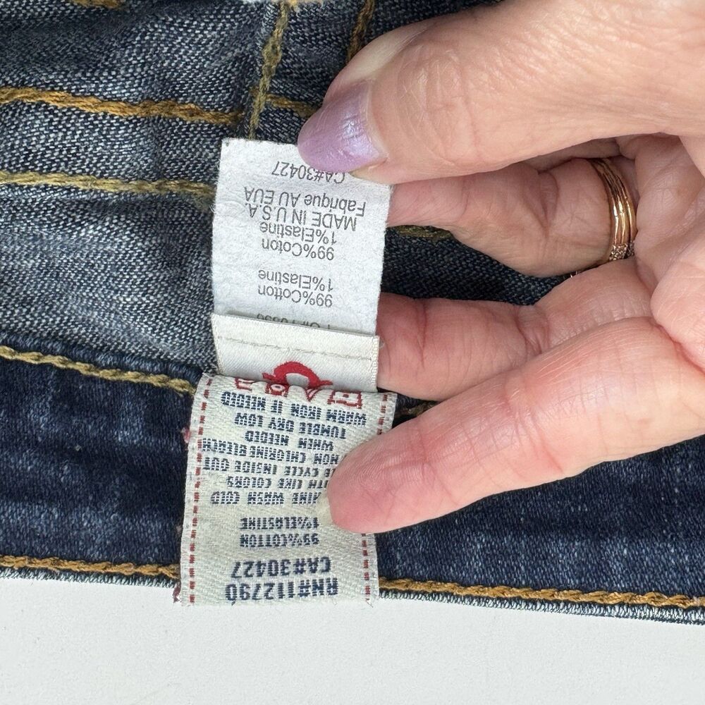 Vtg Y2K True Religion Womens Low Rise Flare Jeans Size 24 Made In USA - Picture 3 of 4